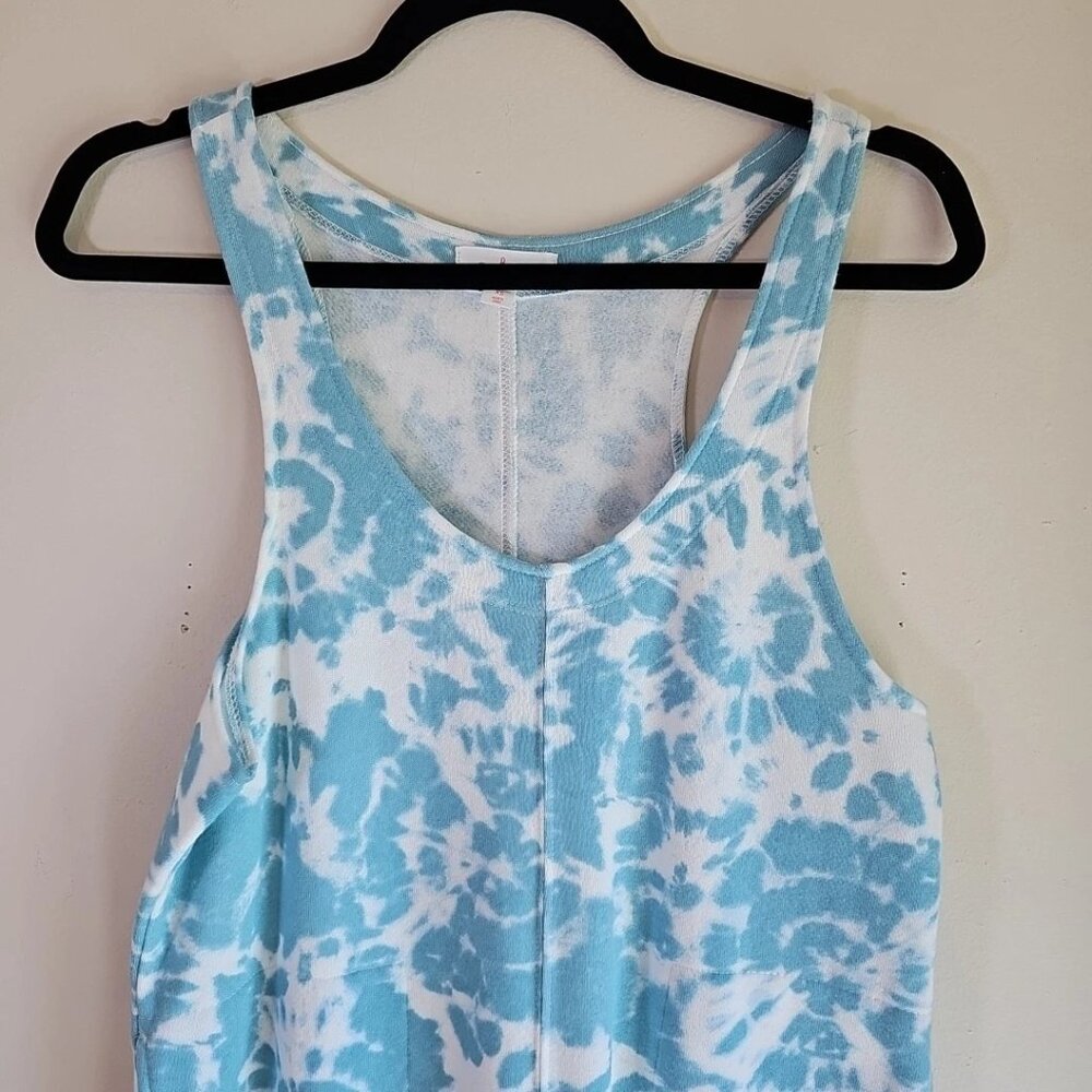 Colsie Sleeveless Cotton Blend One Piece Aqua/White Jumper W/Pockets-Size: XS